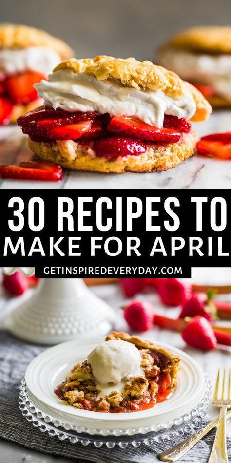 You'll find lots of inspiration for a yummy month ahead with these 30 Recipes to Make for April! They're gluten free with lots of dairy free and paleo recipes as well. This month there's extra simple dinners with a few breakfasts and yummy spring inspired desserts as well. These recipes focus on what's in season like asparagus and berries along with more fresh veggies and some tasty brightly flavored lemon recipes too. Spring Breakfast, Simple Dinners, Super Easy Dinner, Paleo Recipes Dessert, Summer Recipe, Recipe 30, Fitness Community, Delicious Breakfast Recipes, Recipes To Make