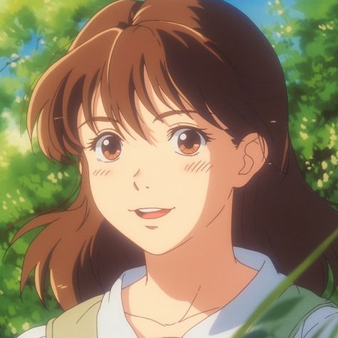 Anime Profile Brown Hair, Brown Hair Icons Anime, Ghibli Style Pfp, Anime Brown Aesthetic, Ghibli Profile Picture, Brown Anime, Anime Brown Hair, Anime Long Hair, Studio Ghibli Background