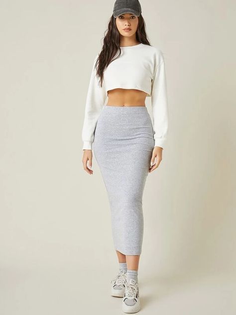 Black Friday 2020 | Solid High Waist Skirt | SHEIN USA Long Pencil Skirt Outfits, Long Bodycon Skirt, Long Tight Skirt, Women Basics, Pencil Skirt Outfits Casual, Bodycon Skirt Outfit, Work Outfits Frauen, Bodycon Maxi Skirt, Pencil Skirt Fashion