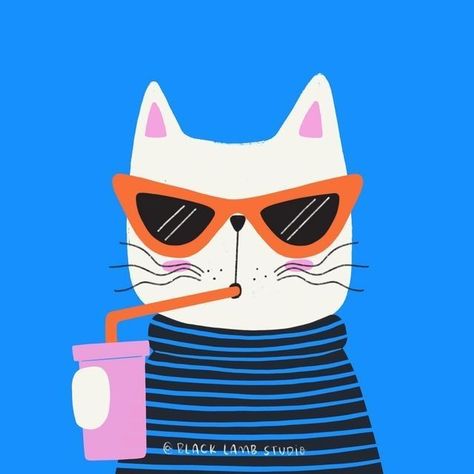 I Like It What Is It, Cool Cat Illustration, Cats Illustration Drawing, Cool Cat Drawing, Cat Drawing Illustration, Moving Drawing, No Illustration, Cat Illustration Design, Cat Illustration Art