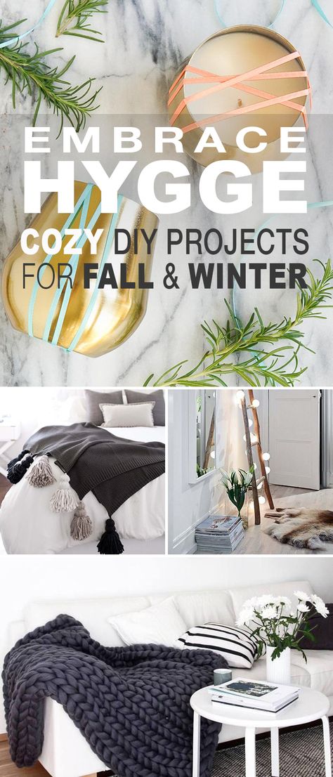 Embrace Hygge • Cozy DIY Projects for Fall & Winter! • One of the hottest trends around, Hygge is loosely translated as anything that embraces comfort • click thru to find out more! #hygge #DIY #DIYHyggeProjects #DIY HyggeIdeas #DIYCozyFallProjects #DIYCozyWinterProjects #DIYdecoratingprojects #DIYhomedecor Hygge Diy, Diy Projects For Fall, Exterior Flooring, Ceiling Door, Craft Trends, Cozy Diy, Farmhouse Side Table, Door Entrance, Cute Dorm Rooms