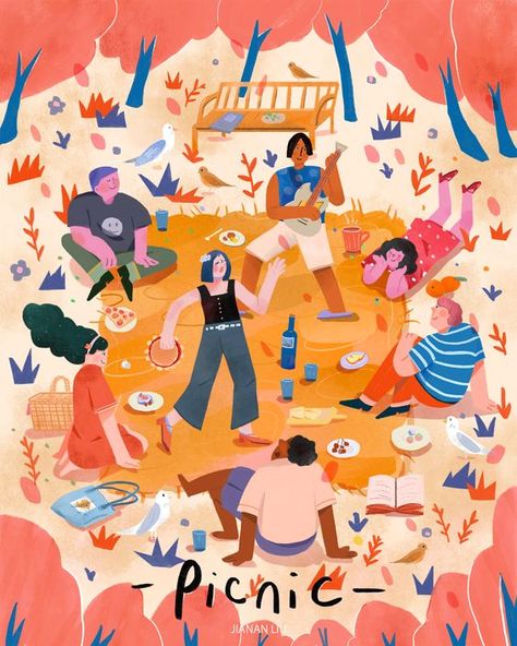 Picnic Illustration, Feminism Art, People Illustration, Art And Illustration, Project Photo, Flat Illustration, Graphic Design Posters, Children Illustration, Book Illustration