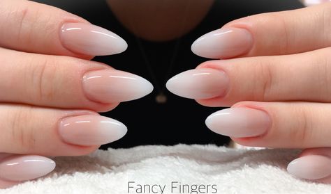 Baby Boom Nails Acrylic, French Fade Nails Almond, Baby Boom Nails, Red Tip Nails, French Fade Nails, Meka Up, Nail Magic, French Fade, Baby Boom