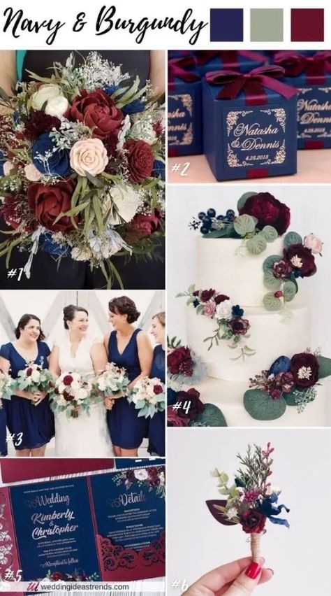 Cabernet Fall Wedding, November Wedding Colors Schemes, November Wedding Colors, Navy And Burgundy Wedding, Wedding Theme Color Schemes, Burgundy Wedding Colors, Abbey Wedding, Fall Wedding Color Schemes, Wedding Color Palettes