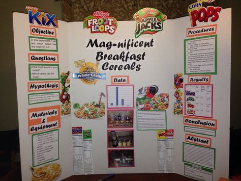 Mag-nificent Breakfast Cereal 5th Grade Science Projects, Kids Science Fair Projects, Science Fair Board, Science Fair Experiments, Science Fair Projects Boards, Cool Science Fair Projects, School Science Projects, Science Fair Project, Science Projects For Kids