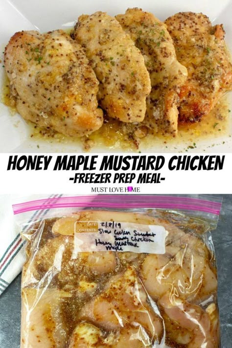 Chicken Alfredo Freezer Meal, Precooked Freezer Meals, Cleanish Eating, Maple Mustard Chicken, Freezer Prep, Chicken Freezer, Chicken Freezer Meals, Freezer Dinners, Slow Cooker Freezer Meals