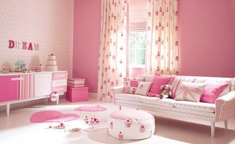 pink beautiful rooms | Beautiful Pink Baby Girl Cupcake Decor Room | Cupcakepedia :3 Cupcake Bedroom, Teen Girl Bedroom, Pink Bedroom, Pink Room, Pink Decor, Pink Walls, Dream Room