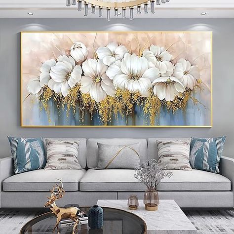 Oil Paintings On Canvas, Modern Pictures, Paintings On Canvas, Botanical Painting, Oil Painting Flowers, Big Flowers, Home Pictures, Online Painting, Floral Botanical