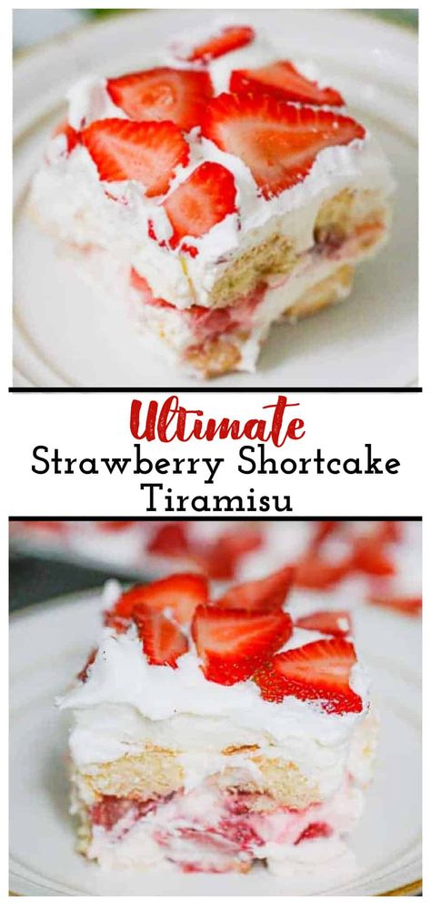 Whipped Cream Filling, Mascarpone Whipped Cream, Strawberry Shortcake Dessert, Italian Tiramisu, Strawberry Tiramisu, Easy Strawberry Shortcake, Strawberry Shortcake Cake, Layered Dessert, Tiramisu Dessert