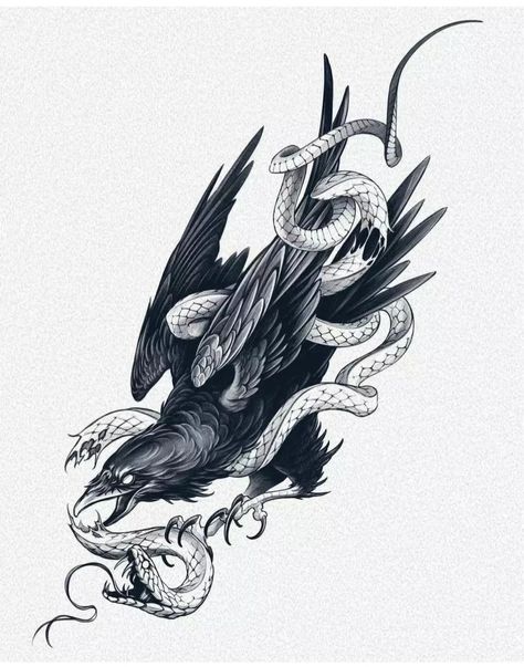 Black Crow Tattoos, Crows Drawing, Crow Tattoo Design, Samurai Tattoo Design, Snake Tattoo Design, Crow Tattoo, Fantasy Tattoos, Raven Tattoo, Tattoo Photography