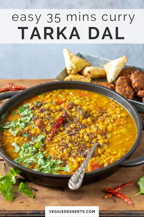 You’ll love this restaurant-style Dal Tadka recipe, made from scratch at home using simple Indian ingredients. The Tarka Dal is made of a thick and tasty chana dal topped with spice-infused oil for a wonderful, deep, and rich flavor. Tarka Dal Recipes, Dal Tarka, Tarka Dhal Recipe, Daal Recipe Indian, Tarka Dal, Dal Tadka Recipe, Tadka Recipe, Dahl Recipe, Dhal Recipe