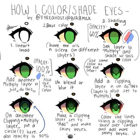 Different Art Styles To Try Drawing, Eye Coloring Tutorial Digital Ibis Paint, Shading Styles Digital, How To Shade Eyes Ibispaint, Eye Shading Tutorial Digital, Cool Simple Art, How To Color Eyes, How To Shade Eyes, Eye Shading Tutorial