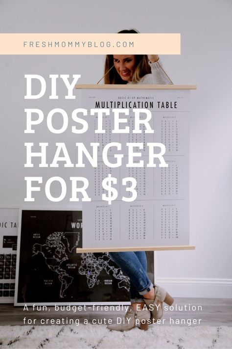 Magnetic Wood Poster Hanger Diy, How To Make A Poster Frame, Hanging Canvas Diy, Wooden Poster Hanger, Alternative Framing Ideas, Easy Diy Poster Frame, Poster Board Signs Diy, Diy Poster Frame Ideas, Diy Magnetic Poster Hanger