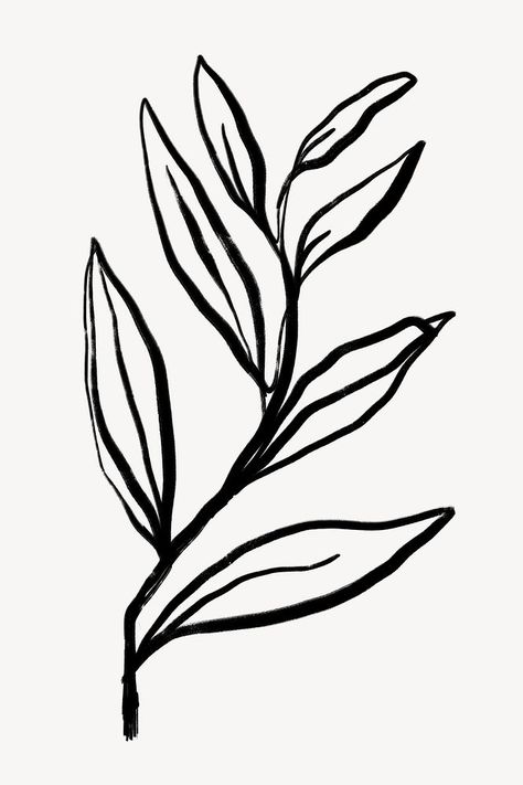 Leaf line art, Chinese brush design | free image by rawpixel.com / Aum Leaf Abstract Art, Abstract Art Black And White, Leaf Line Art, Leaves Doodle, Abstract Art Black, Leaves Abstract, Leaf Abstract, Brush Design, Boho Leaves