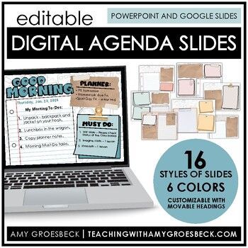 BOHO Daily Agenda Slides - EDITABLE #slidedes Daily Slides For Classroom, Champs Behavior Management, Classroom Agenda, Daily Agenda Slides, Classroom Slides, Daily Planner Templates, Classroom Aesthetic, September Ideas, School Doodle