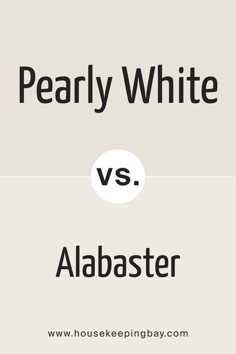 Pearly White SW 7009  vs Alabaster  by Sherwin-Williams Alabaster Vs Pearly White, Sw Alabaster Bathroom, Pearly White Kitchen Cabinets, Sw Pearly White Cabinets, Sw Pearly White Walls, Sw Panda White, Pearly White Sherwin Williams, Sw Pearly White, Sherwin Williams Pearly White