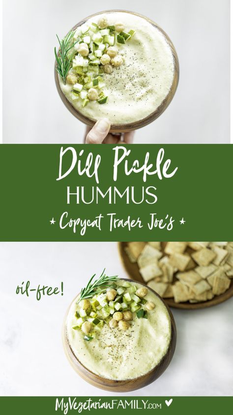 Pickle Hummus Recipe, Dill Pickle Hummus, Pickle Hummus, Dill Pickle Recipe, Hummus Recipe Homemade, Vegan Dip, Calorie Meals, Veg Dishes, Daniel Fast