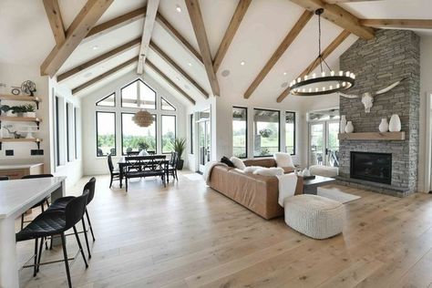 Create Pin for ad Su Casa Design, Dining Room Off Of Living Room, Mountain Farmhouse Plans, Farm Style Barndominium, Open Living Room, Modern Farmhouse Plans, Dream House Interior, Farmhouse Plans, Dream House Plans