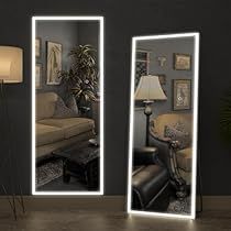 Full Body Mirror With Lights, Full Length Mirror With Led Lights, Full Length Mirror With Lights, Standing Floor Mirror, Floor Length Mirror, Full Length Floor Mirror, Full Body Mirror, Mirror Color, Mirror With Led Lights