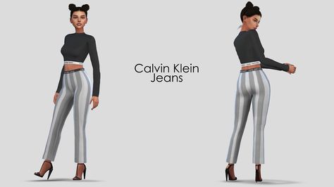 sims 4 maxis match cc — jordutch:   Calvin Klein Jeans.   With CAS... Sims 4 Maxis Match, Side Ponytails, Maxis Match Cc, Chunky Cardigan, Cc Finds, Maxis Match, Custom Content, Floral Hair, Formal Shirts