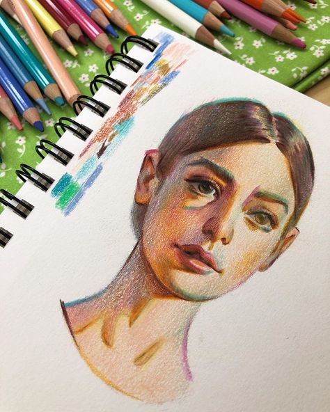 Chris Hong 🇰🇷🇨🇦 on Instagram: “One of the demos I did for my Skillshare colour pencil portrait class where I tried to show how you can get away with using all kinds of…” Pencil Drawing Beginner, Colour Pencil Portrait, Color Pencil Sketch, Colored Pencil Portrait, Color Pencil Illustration, Faber Castell Polychromos, Crayon Drawings, Colour Pencil, Arte Sketchbook