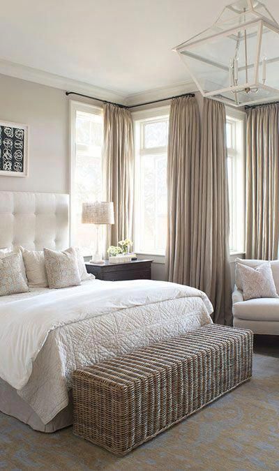 Window Treatments Bedroom, Neutral Bedroom, Bedroom Windows, Trendy Bedroom, Master Bedrooms Decor, Decor Minimalist, White Bedroom, Curtains Bedroom, Beautiful Bedrooms