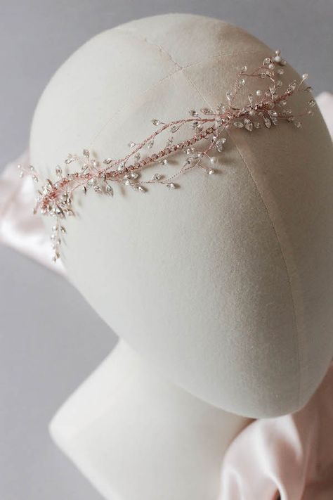 Rose Gold Bridal Headpiece, Rose Gold Bridal, Bridal Headpiece, Wedding Crown, Rose Gold Wedding, Fantasy Jewelry, Girly Jewelry, Bridal Headpieces, Pretty Jewellery