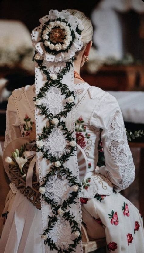 Norwegian Wedding Dress Traditional, Traditional Hungarian Wedding Dress, Czech Wedding Traditions, Traditional Polish Wedding, Traditional Polish Wedding Dress, Norwegian Wedding Dress, Slavic Wedding Dress, Polish Wedding Dress, German Wedding Dress