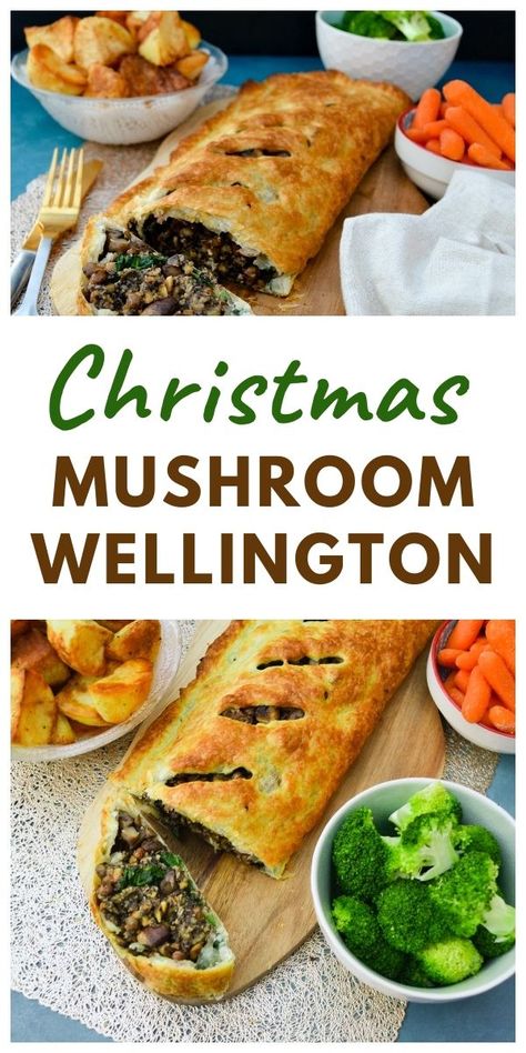 Christmas Wellington, Christmas Main Course, Vegetarian Wellington, Veg Pie, Cranberry Filling, Vegan Wellington, Mushroom Kale, Vegetarian Christmas Dinner, Veggie Christmas