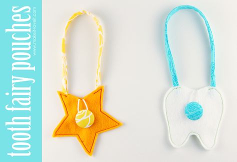 I'm going to make these with recycled wool.  Too cute and practical with the elastic and hanging cord.  BTW, this is the best blog ever.  New tutorials almost every day! Kid Gift Ideas, Tooth Fairy Pouch, Homemade Kids Gifts, Fairy Pouch, Tooth Pattern, Cute Tooth, Loose Tooth, Pouch Diy, Tooth Fairy Pillow