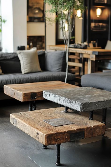 Elevate your living space with these 5 stylish DIY industrial coffee tables! From metal frames to reclaimed wood, discover how to create stunning focal points for your home. 🏡✨ #IndustrialCoffeeTable #DIYHomeProjects #EcoFriendlyDecor #FurnitureDesign #HomeImprovement Diy Industrial Coffee Table, Reclaimed Wood Coffee Table Diy, Home Made Coffee Table, Diy Coffee Table Easy, Diy Living Room Table, Diy Wood Coffee Table, Diy Industrial Decor, Diy Rustic Coffee Table, Industrial Coffee Tables