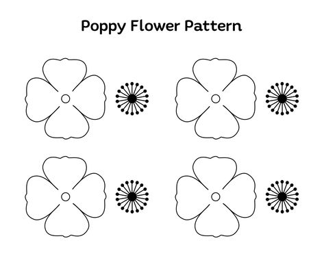 Paper Poppy Flower Pattern Cricut Poppy Flower, Poppy Svg Free, Paper Poppies Template Free Printable, Paper Poppy Template, Poppy Flower Template Free Printable, Paper Poppy Flower, Poppy Flower Template, Poppy Printables Free, Paper Poppy Flowers Diy