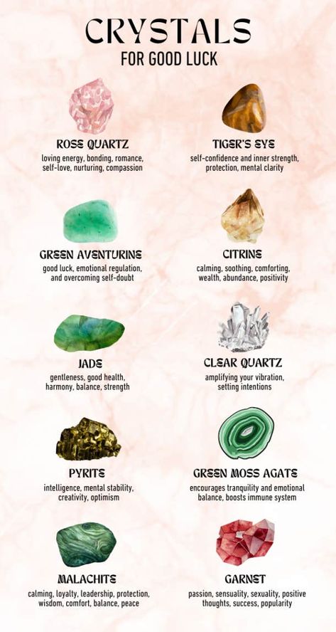 Crystal For Workplace, Crystals For Everyday, Crystals For Luck And Abundance, Crystal For Good Luck, Crystal For Good Grades, Crystal For Beauty, Crystals For Luck And Success, Good Luck Colors, Crystals For Wisdom