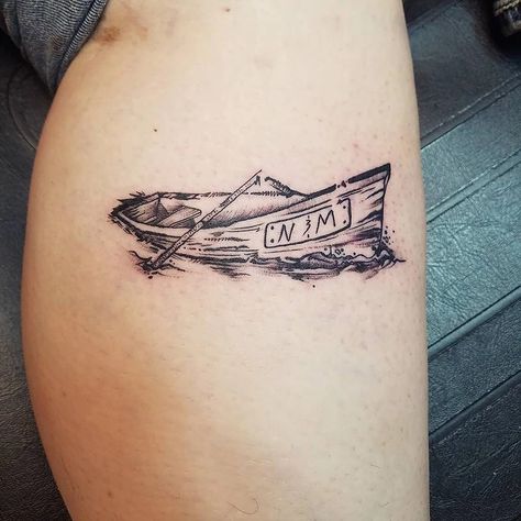 Rowing boat tattoo Rowing Tattoo, Boats Tattoo, Lake Tattoo, Storm Tattoo, Boat Tattoo, Small Tattoos Simple, Tattoo Simple, Infinity Tattoos, Dad Tattoos