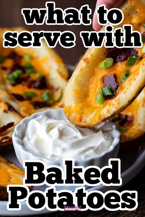 Delicious side dishes and dinner ideas to serve with baked potatoes. Wonder what to serve beyond typical toppings? Find the perfect pairing for your spuds! https://www.savoringthegood.com/what-to-serve-with-baked-potatoes/ Baked Potato Bar Toppings, Potato Bar Toppings, Simple Ingredient Recipes, Baked Potato Toppings, Delicious Side Dishes, Baked Potato Bar, Potato Bar, Ground Beef Dishes, Healthy Weeknight Meals