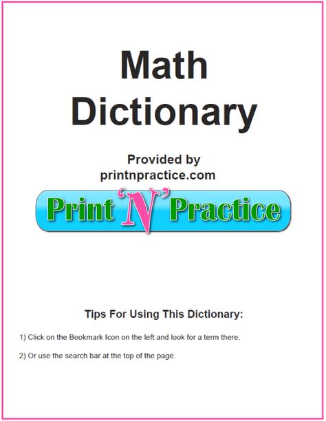 Printable Math Dictionary - 67 Pages of good definitions of Math terms and Math formulas. Easy to print to keep in your binder or at your desk. Great for math word games! Math Terms And Definitions, Area Formulas, Math Terms, Dictionary For Kids, Area Formula, Exponent Worksheets, Math Flash Cards, Easy Math, Maths Area