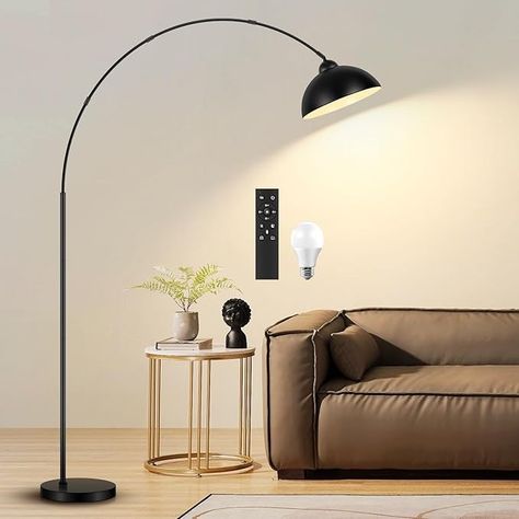 Arc Floor Lamp for Living Room with Remote, 78” Black Standing Lamp with LED Bulb, Stepless Dimmable Color Temperature & Brightness Corner Lamp, Modern Over Couch Tall Reading Light for Bedroom Office - Amazon.com Black Standing Lamp, Arch Lamp, Floor Lamp For Living Room, Arc Floor Lamp, Corner Lamp, Industrial Floor Lamps, Modern Luxury Bedroom, Lamp For Living Room, Lamp For Bedroom