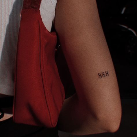 Birthyear Tattoo, 888 Angel Numbers, Logan Tattoo, 888 Tattoo, 888 Angel, Simple Tattoos For Women, Body Aesthetic, Number Tattoos, Sharpie Tattoos