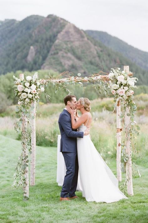 Branch Arch Wedding, Wedding Arches Outdoors, Wedding Chuppah, Wedding Alters, Aspen Tree, Aspen Wedding, Wedding Arbour, Mountain Wedding Colorado, Colorado Wedding Venues