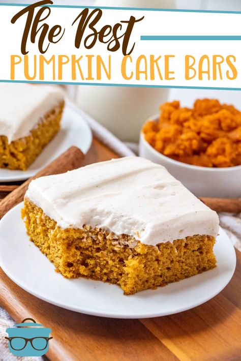 Pumpkin Bars With Pumpkin Pie Spice, Pumpkin Cake Bars, Best Pumpkin Cake, Pumpkin Spice Desserts, Pumpkin Poke Cake, Pumpkin Cake Easy, Cake Bars Recipe, Pumpkin Pie Spice Recipe, Pumpkin Sheet Cake