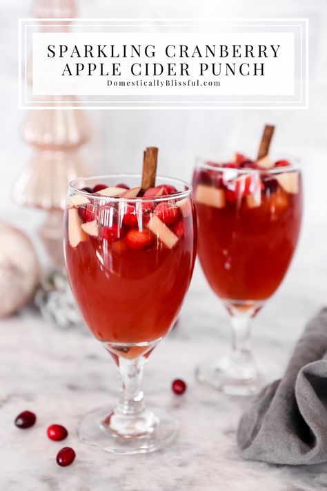 Sparkling Cranberry Apple Cider Punch - Domestically Blissful Christmas Party Drinks Nonalcoholic, Cranberry Apple Cider Punch, Party Drinks Nonalcoholic, Christmas Apple Cider, Christmas Dips, Cranberry Apple Cider, Christmas Drinks Nonalcoholic, Cider Punch, Domestically Blissful