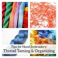 Invaluable tips!! Hand Embroidery Tips: Thread Taming & Organizing – NeedlenThread.com Hand Embroidery Tips, Embroidery Project Ideas, Crewel Embroidery Tutorial, Soft Shading, Embroidery Tips, Crewel Embroidery Kits, Redwork Embroidery, Embroidery Threads, Patterns Embroidery