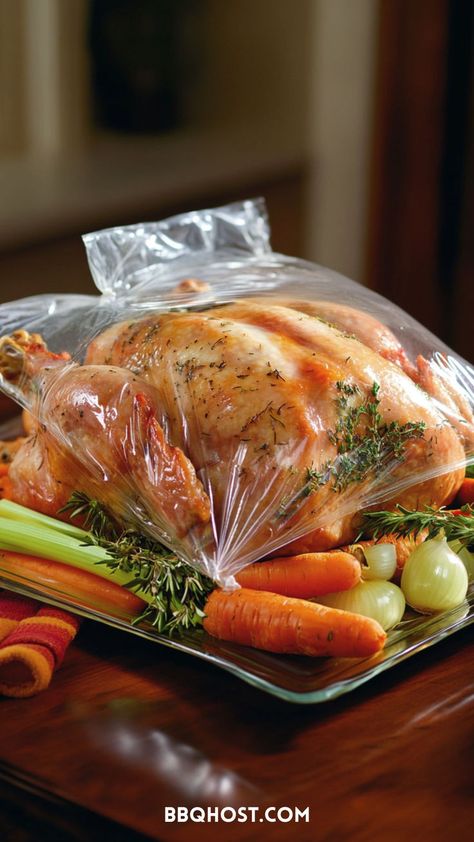 Make Thanksgiving easy with this Roasted Turkey in a Bag! Skip the brining and basting steps while still enjoying a juicy, flavorful turkey. This simple roasted turkey recipe guarantees a tender result every time. Save this for later and click through for 10+ recipes! Turkey In The Bag Recipe, Bagged Turkey Recipes, Thanksgiving Turkey In A Bag, Turkey Basting Recipes, Roasted Turkey Recipes, Easy Roasted Turkey, Easy Turkey Brine, Roasted Turkey Recipe, Best Roasted Turkey