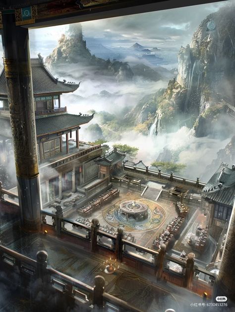 Fantasy Chinese City, Chinese Fantasy Aesthetic, Chinese Fantasy Art, Chinese Magic, Castle House Design, Chinese City, Ancient Chinese Architecture, China City, Fantasy Town