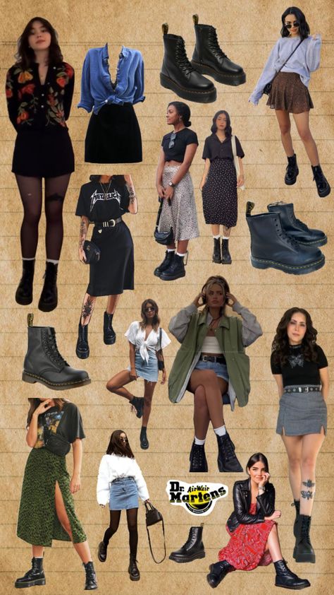 Doc Martens n skirt mood board Doc Martens, Mood Board, Midi Skirt, Skirt, Clothes