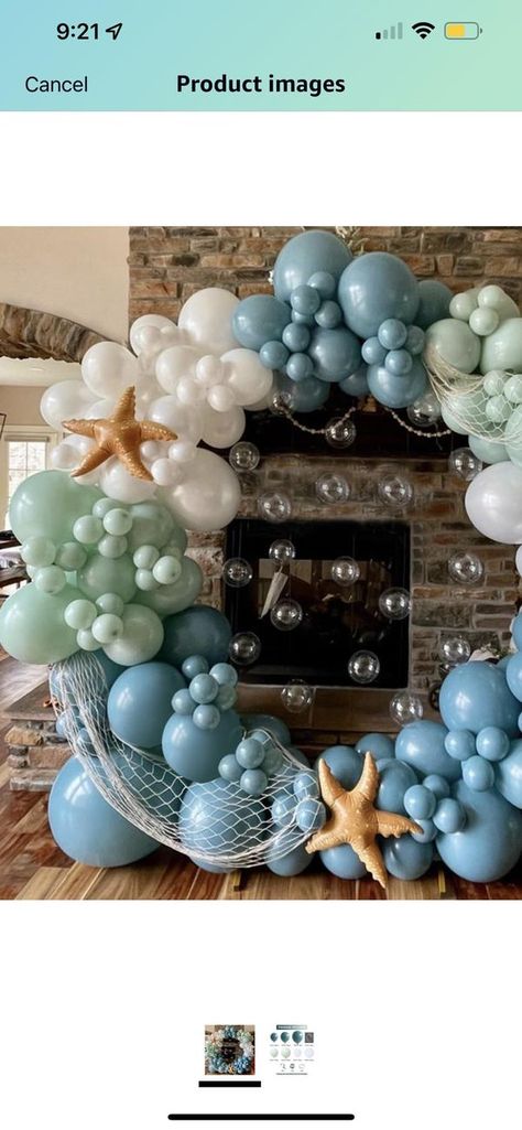 Sons First Birthday, Sea Baby Shower Theme, Baby Shower Balloon Arch, Ocean Baby Showers, Baby Shower Theme Decorations, Small Balloons, Sea Baby Shower, Balloon Arrangements, Celebrate Good Times