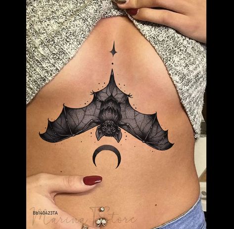 Bats Tattoo Design, Spider Web Tattoo, Web Tattoo, Hanging Bat, Underboob Tattoo, Bat Tattoo, Spider Tattoo, Chest Piece, Free Tattoo