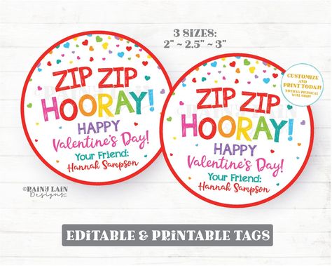 Zip Bracelet Valentine Zip Zip Hooray Happy Valentine's - Etsy Valentine Preschool, Happy Valentinstag, Straw Valentine, Youre The Bomb, Merry Christmas Gift Tags, Sip Sip Hooray, Print Center, Preschool Valentines, Printable Kids