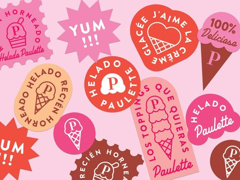 Helado Paulette Stickers by Zinegraph on Dribbble Ice Cream Logo Design Creative, Cookie Branding, Ice Cream Branding, Cream Images, Ice Cream Images, Ice Cream Logo, Cookies Branding, Ice Cream Packaging, Ice Cream Design