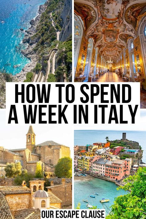 Have 7 days in Italy and want to make the most of your limited time in the country? Here's how!  italy vacation | trip to italy | italy trip | italy itinerary | italy holiday | 7 day italy itinerary | one week in italy itinerary | a week in italy | 7 days in italy | italy travel | travel to italy | where to go in italy | planning a trip to italy | things to do in italy | what to do in italy | what to see in italy | italy in a week | italy in 7 day days 7 Days In Italy, Week In Italy, Italy Places To Visit, Italy Destinations, Things To Do In Italy, Italy Itinerary, Explore Italy, Italy Holidays, Places In Italy